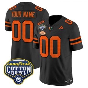 Custom Miami Hurricanes Football 2025 Goodyear Cotton Bowl Black Limited Jersey - All Stitched
