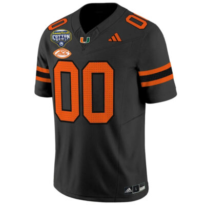 Alternative view of Custom Miami Hurricanes Football 2025 Goodyear Cotton Bowl Black Limited Jersey - All Stitched