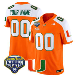Custom Miami Hurricanes Football 2025 Goodyear Cotton Bowl Orange Alternate Limited Jersey - All Stitched