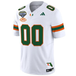 Alternative view of Custom Miami Hurricanes Football 2025 Goodyear Cotton Bowl Florida Patch White Limited Jersey - All Stitched