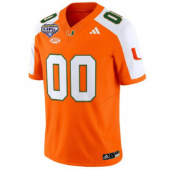 Alternative view of Custom Miami Hurricanes Football 2025 Goodyear Cotton Bowl Florida Patch Orange Alternate Limited Jersey - All Stitched