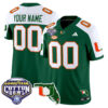 Custom Miami Hurricanes Football 2025 Goodyear Cotton Bowl Florida Patch Green Alternate Limited Jersey - All Stitched