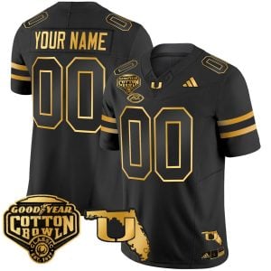 Custom Miami Hurricanes Football 2025 Goodyear Cotton Bowl Black Gold Jersey - All Stitched