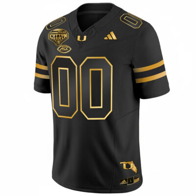 Alternative view of Custom Miami Hurricanes Football 2025 Goodyear Cotton Bowl Black Gold Jersey - All Stitched