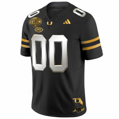 Alternative view of Custom Miami Hurricanes Football 2025 Goodyear Cotton Bowl Black Gold Limited Jersey - All Stitched