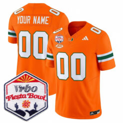 Custom Miami Hurricanes Football Vrbo Fiesta Bowl Orange Limited Jersey - All Stitched