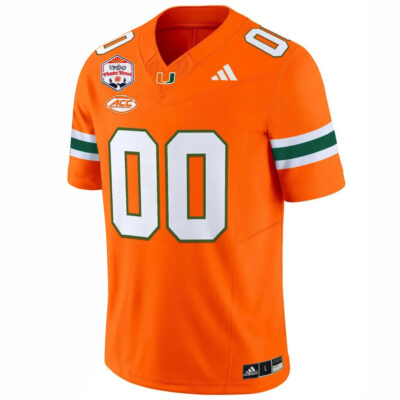 Alternative view of Custom Miami Hurricanes Football Vrbo Fiesta Bowl Orange Limited Jersey - All Stitched