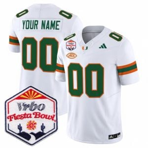 Custom Miami Hurricanes Football Vrbo Fiesta Bowl White Limited Jersey - All Stitched