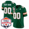 Custom Miami Hurricanes Football Vrbo Fiesta Bowl Green Limited Jersey - All Stitched