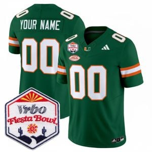 Custom Miami Hurricanes Football Vrbo Fiesta Bowl Green Limited Jersey - All Stitched