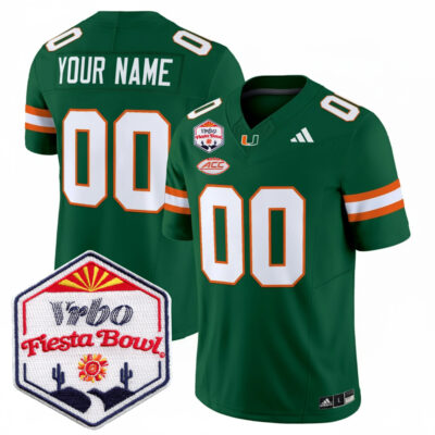 Custom Miami Hurricanes Football Vrbo Fiesta Bowl Green Limited Jersey - All Stitched