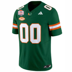 Alternative view of Custom Miami Hurricanes Football Vrbo Fiesta Bowl Green Limited Jersey - All Stitched