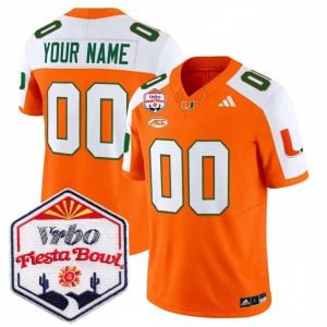 Custom Miami Hurricanes Football Vrbo Fiesta Bowl Orange Alternate Limited Jersey - All Stitched
