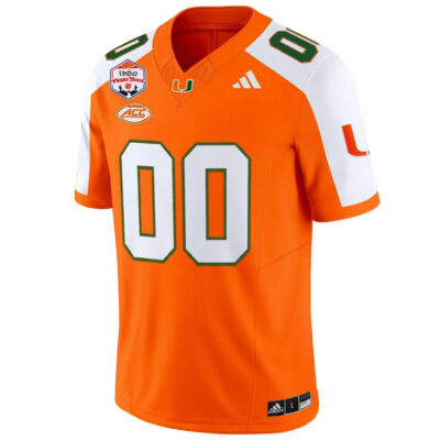 Alternative view of Custom Miami Hurricanes Football Vrbo Fiesta Bowl Orange Alternate Limited Jersey - All Stitched