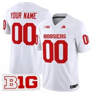 Custom Indiana Hoosiers Football White Vapor F.U.S.E Limited Jersey w/ B1G Patch - All Stitched