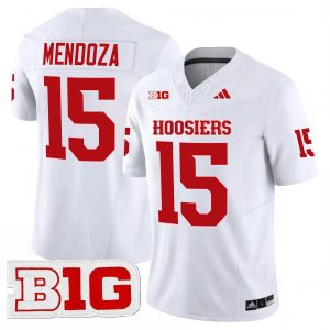 Fernando Mendoza Indiana Hoosiers Football White Vapor F.U.S.E Limited Jersey w/ B1G Patch - All Stitched