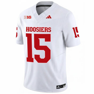 Alternative view of Fernando Mendoza Indiana Hoosiers Football White Vapor F.U.S.E Limited Jersey w/ B1G Patch - All Stitched