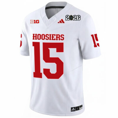 Alternative view of Fernando Mendoza Indiana Hoosiers Football 2026 CFP White Vapor F.U.S.E Limited Jersey - All Stitched