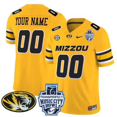 Custom Missouri Tigers Football Music City Bowl Gold Vapor F.U.S.E Limited Jersey - All Stitched