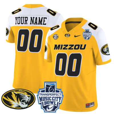 Custom Missouri Tigers Football Music City Bowl Gold Alternate Vapor F.U.S.E Limited Jersey - All Stitched