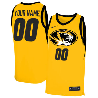 Custom Missouri Tigers Basketball Gold Alternate Jersey - All Stitched