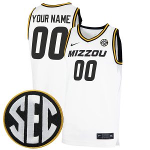 Custom Missouri Tigers Basketball White Home Jersey w/ SEC Patch - All Stitched