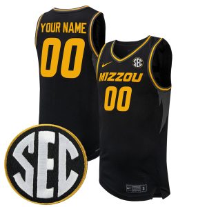 Custom Missouri Tigers Basketball Black Away Jersey w/ SEC Patch - All Stitched