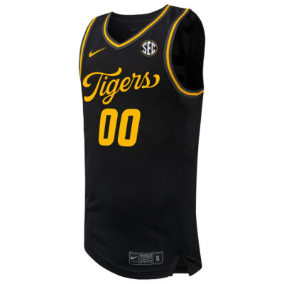 Alternative view of Custom Missouri Tigers Basketball Black Away Jersey w/ SEC Patch - All Stitched