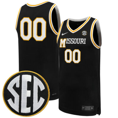 Custom Missouri Tigers Basketball Black Retro Jersey w/ SEC Patch - All Stitched