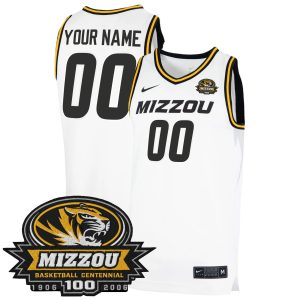 Custom Missouri Tigers Basketball 100th Anniversary White Home Jersey - All Stitched