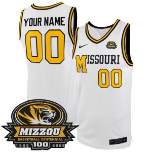 Custom Missouri Tigers Basketball 100th Anniversary White Special Jersey - All Stitched