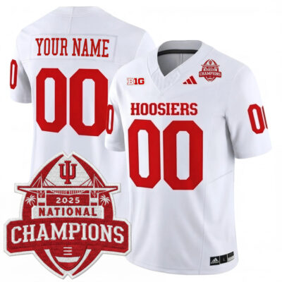 Custom Indiana Hoosiers Football CFP National Champions White Vapor F.U.S.E Limited Jersey - All Stitched
