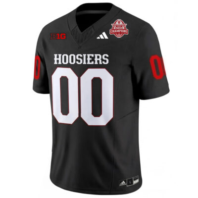 Alternative view of Custom Indiana Hoosiers Football CFP National Champions Black Vapor F.U.S.E Limited Jersey - All Stitched