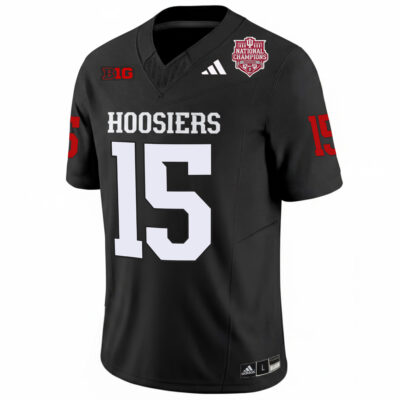Alternative view of Fernando Mendoza Indiana Hoosiers Football CFP National Championship Black Vapor F.U.S.E Limited Jersey - All Stitched