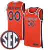 Custom Auburn Tigers Basketball 2025/26 Orange Alternate Jersey w/ SEC Patch - All Stitched