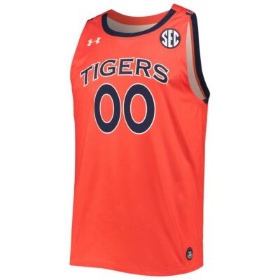 Alternative view of Custom Auburn Tigers Basketball 2021/22 Orange Alternate Jersey w/ SEC Patch - All Stitched