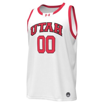 Alternative view of Custom Utah Utes Basketball 2023/24 White Home Jersey - All Stitched