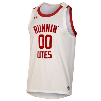 Alternative view of Custom Utah Utes Basketball White Throwback Jersey - All Stitched