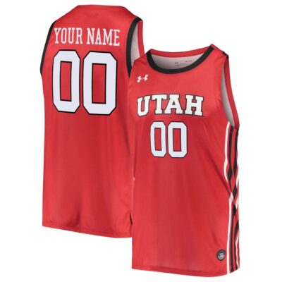 Custom Utah Utes Basketball 2021/22 Red Away Jersey - All Stitched