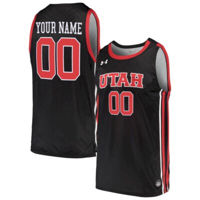 Custom Utah Utes Basketball 2021/22 Black Alternate Jersey - All Stitched