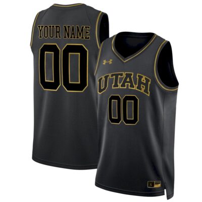 Custom Utah Utes Basketball Black Gold Limited Jersey - All Stitched