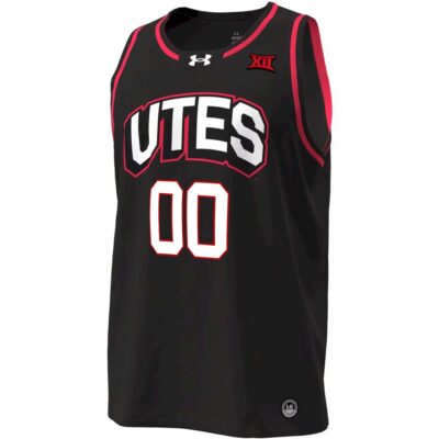 Alternative view of Custom Utah Utes Basketball 2025/26 Black Away Jersey w/ XII Patch - All Stitched