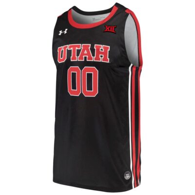 Alternative view of Custom Utah Utes Basketball 2021/22 Black Alternate Jersey w/ XII Patch - All Stitched