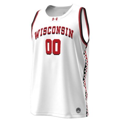 Alternative view of Custom Wisconsin Badgers Basketball 2024/25 White Jersey - All Stitched