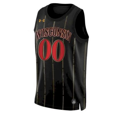 Alternative view of Custom Wisconsin Badgers Basketball 2022/23 Black Jersey - All Stitched