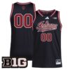 Custom Indiana Hoosiers Basketball 2025/26 Black Away Jersey w/ B1G Patch - All Stitched