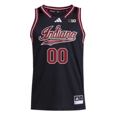 Alternative view of Custom Indiana Hoosiers Basketball 2025/26 Black Away Jersey w/ B1G Patch - All Stitched
