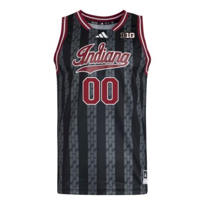 Alternative view of Custom Indiana Hoosiers Basketball 2024/25 Black Away Jersey w/ B1G Patch - All Stitched