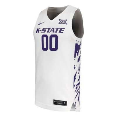 Alternative view of Custom Kansas State Wildcats Basketball 2024/25 White Jersey w/ XII Patch - All Stitched