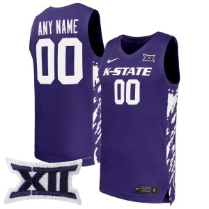 Custom Kansas State Wildcats Basketball 2024/25 Purple Jersey w/ XII Patch - All Stitched